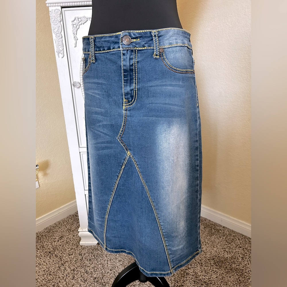 Midi Denim Skirt - Picture 3 of 9